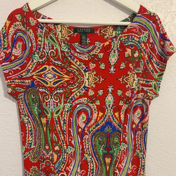 Ralph Lauren Red Paisley Dress - Picture 3 of 5